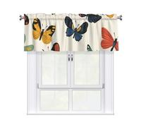 Kaifanee Mantovana corta a 1 pannello, 137 x 45 cm, stampa retrò con farfalle colorate, tende mantovane per cucina, bagno, lavanderia
