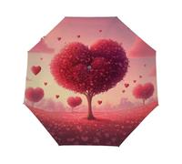 Kaifanee Ombrello pieghevole con apertura automatica, a forma di cuore, per San Valentino, resistente ai raggi UV, automatico, portatile, leggero, per adulti e bambini