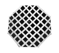 Kaifanee Ombrello pieghevole con apertura automatica e chiusura automatica, a quadretti bianchi e neri, stampa geometrica, resistente ai raggi UV, automatico, portatile, leggero, per adulti e bambini