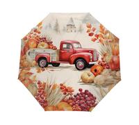 Kaifanee Ombrello pieghevole con apertura automatica e chiusura automatica, motivo camion zucca autunnale, stampa d'acero, resistente ai raggi UV, automatico, portatile, leggero, per adulti e bambini
