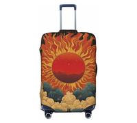 Kaifanee Sunny Day - Copertura elastica per bagagli da viaggio, con conchiglie, antigraffio, adatta per bagagli da 68 a 76 cm, Fiamme del Sole Stilizzate, L(27"-30" Suitcase)