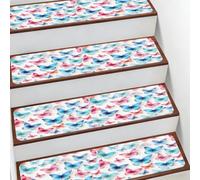 Kaifanee Tappetini antiscivolo per scale, 10 pezzi, motivo: farfalle e animali selvatici, 20 x 76 cm, tappetini di sicurezza in gomma per animali domestici, bambini e anziani