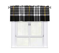 Kaifanee Tenda corta mantovana a 1 pannello, 137 x 45 cm, motivo scozzese a quadri, con stampa classica a griglia, tende mantovane per cucina, bagno, lavanderia