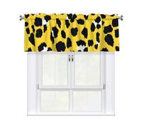 Kaifanee Tenda corta mantovana a 1 pannello, 137 x 45 cm, stampa leopardata gialla per finestre, mantovana per cucina, bagno, lavanderia