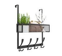 Kaiferty Organizer da porta con ganci sopra la porta, porta asciugamani, cestino in rete con 12 ganci, organizer per camera da letto, bagno, cucina, ufficio (nero)