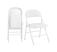 KAIHAOWIN Set di 2 Sedie Pieghevoli Imbottite in Metallo, Comode Sedie Pieghevole, Sedie Pieghevoli Stabili in Ecopelle per Sala da Pranzo, Matrimoni ed Eventi Bianca