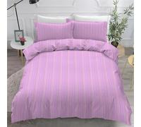 KaiHeBeding Copripiumino Matrimoniale 200x250 cm, Rosa Microfibra Copripiumino, Morbido ed Ipoallergenico Copripiumini,Bedding con 2 Federe 50x80 cm Strisce