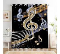 KaiHeBeding Tende per Interni Note musicali oro e bianche, L140 x A260cm 2 Pezzi - Tende Oscuranti Linee, Finestre Camera da Letto Soggiorno, Arredamento Casa, con Occhielli