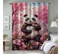 KaiHeBeding Tende per Interni Panda, L140 x A290cm 2 Pezzi - Tende Oscuranti Boschetto di ciliegi in fiore, Finestre Camera da Letto Soggiorno, Arredamento Casa, con Occhielli