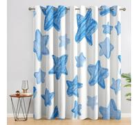 KaiHeBeding Tende per Interni Stella a cinque punte blu, L140 x A160cm 2 Pezzi - Tende Oscuranti Stile semplice e giocoso, Finestre Camera da Letto Soggiorno, Arredamento Casa, con Occhielli