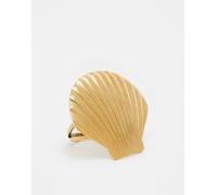 Kaiia - Anello in acciaio inossidabile regolabile tonalità oro con design a conchiglia grande One Size