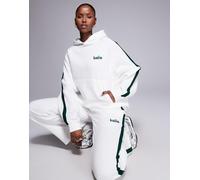 Kaiia - Felpa con cappuccio oversize bianca e verde scuro con riga laterale in coordinato-Multicolore 38