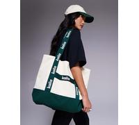 Kaiia - Maxi borsa in tela color crema e verde con logo-Multicolore One Size