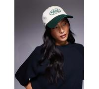 Kaiia Studio - Cappellino in cotone color crema e verde con logo ricamato-Multicolore One Size