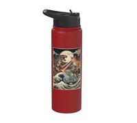 Kaiju Cat T-Rex giapponese Ukiyo-e Art Stainless Steel Insulated Water Bottle