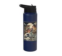 Kaiju Cat T-Rex giapponese Ukiyo-e Art Stainless Steel Insulated Water Bottle