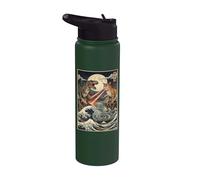Kaiju Cat T-Rex giapponese Ukiyo-e Art Stainless Steel Insulated Water Bottle