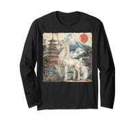Kaiju Unicorn Mt Fuji Tempio Giappone Giapponese Vintage Maglia a Manica