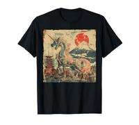 Kaiju Unicorn Mt Fuji Tempio Giappone Giapponese Vintage Maglietta