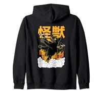 Kaiju, Vintage Style Cat Catzilla Anime Japanese Monster Felpa con Cappuccio
