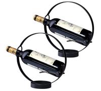 kaileyouxiangongsi Portabottiglie da tavolo singolo in metallo - Portabottiglie decorativo da banco autoportante, regali e accessori unici per gli amanti del vino (2 pezzi, nero)