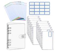 KAILIKETIY 1set Raccoglitore Budget Planner con Anelli Completo con Buste Trasparenti di Budget Colorati e Adesivi Etichetta per Gestione Finanze Quotidiana in Casa e Ufficio