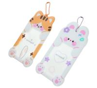 KAILIKETIY 2 Pezzi Card Sleeve Cartone Animato, Card Holder Trasparente in Pvc e Lega di Alluminio, Catena, Protettivo, per Tessere Scolastiche e Bibliotecarie, Studenti e Addetti