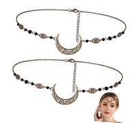 KAILIKETIY 2 Pz Acqua Di Pietra Naturale D'epoca Cerchio Per Gruppo Musicale Copricapo Lunare Accessori Per Per Donna Gioielli Per Dei Incantesimi Lega