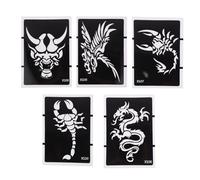 KAILIKETIY 5pezzi Stencil Tatuaggi Temporanei per Braccia e Dita Modelli Decorativi per Body Art con Design Glitterabile per Tatuaggi Te su Mani e Corpo