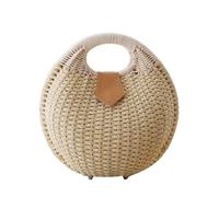 KAILIKETIY Borsa in Rattan Donna Beige a Forma di Conchiglia Design a Bottone e Ampio Spazio lo Storage, Raffinata per Party e Uso Quotidiano