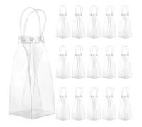 KAILIKETIY Borse Piccole Trasparenti in PVC 15 Pezzi Manici 10X25X10 CM per Bomboniere e Compleanni Buste Resistenti Chiusura a Bottone