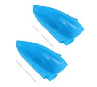 KAILIKETIY Cuffia per Meches Riutilizzabile in Silicone Blu con Ago per Colorare i Chioma, Facile da Pulire, per Salone e Uso Domestico, 2 Set con Ganci in Ferro