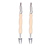 KAILIKETIY Forchette da Barbecue Telescopiche e Manico in Legno a Forma di Zucca in Inossidabile Pratiche e Portatili Set da 2 per Barbecue da Giardino