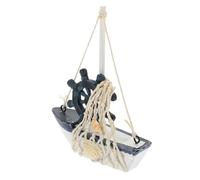 KAILIKETIY Nave Decorativa Legno con Vela di Barca Stile Mediterraneo per Decorazione da Scrivania Perfetta per Spazi Ridotti e Regali Originali