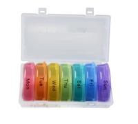 KAILIKETIY Organizzatore Settimanale Per Medicinali 21 Scomparti Tondo in Pp Colore Arcobaleno Portatile Per Viaggio Dispenser Pillole Vitamine Farmaci