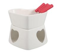 KAILIKETIY Pentola per Fonduta in Materiale Ceramico a Forma di Cuore Bianca, Piccola e Compatta per Sciogliere Formaggio e Cioccolato, per Serate Romantiche e Incontri di Famiglia