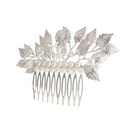 KAILIKETIY Pettine Per Sposa Argento Con Perle Artificiali Accessorio Vintage Barocco Per Matrimonio Festa e Servizi Fotografici Elegante Decorazione Per Da Sposa e Occasioni Speciali