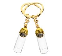 KAILIKETIY Set 2 Bottiglie Profumo da Viaggio in Vetro Trasparente con Portachiavi e Tappo Acrilico Oro, Flaconi Ricaricabili per Oli Essenziali e Profumi, Accessorio Decorativo per Borsa