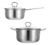 KAILIKETIY Set 2 Pezzi Pentole in Acciaio Inossidabile per Induzione, Bollilatte e Zuppa, Design Semplice e Antiperdita, Facili da Usare per Cucina Quotidiana