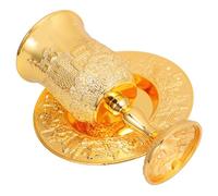 KAILIKETIY Set di 1 Tazza Kiddush in Lega di Zinco Color Oro Riutilizzabile e Resistente per Sabbath e Passover, Design Unico e Stile Elegante con Piattino Incluso