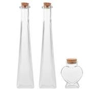 KAILIKETIY Set per Cerimonia della Sabbia Matrimonio 3 Pezzi Bottiglie di Vetro Piccole Tappo in Sughero, Decorazioni Matrimonio Eleganti e Delicate per Rito della Sabbia