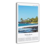 Kailua-kona Stampa a colori Kailua-kona Real Photo Poster da viaggio Poster da parete Hawaii Stati Uniti USA Stampa artistica da parete su tela Deco stampe cornice 50,8 x 76,2 cm