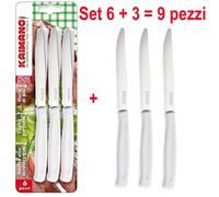 Kaimano Coltelli da Bistecca Dinamik Bianchi Set 9 Pezzi (6+3) Acciaio Inox