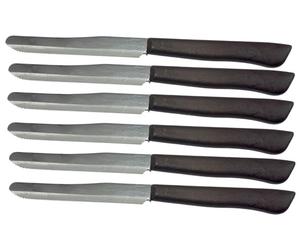 Kaimano Kapital, set 6 coltelli marrone lama metà seghetto, manico plastica prodotto in Italia