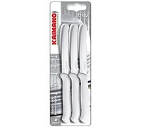 6pz COLTELLI TAVOLA Kaimano Inox per alimenti manico bianco
