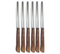 Kaimano Oscar, set 6 coltelli metà seghetto, manico legno chiodato