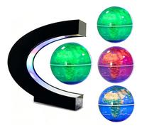 KAIMC Globo Geografico Magnetico Levitante 3 Pollici con Luce LED Multicolore e Interruttore Touch, Mappamondo Rotante da Scrivania per Ufficio, Studio e Casa, Idea Regalo
