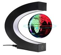 KAIMC Globo Geografico Magnetico Levitante 3 Pollici con Luce LED Multicolore e Interruttore Touch, Mappamondo Rotante da Scrivania per Ufficio, Studio e Casa, Idea Regalo