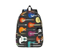 KAIMEIL Colore Acustico E Chitarre Stampa Unisex Borsa di Tela Sacchetto di Tela Sacchetto di Spalla Pack Leggero Zaino Per Donna Signora, Nero , S