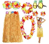 Kaimirui Costume hawaiano, costume da donna, costume hawaiano, costume da carnevale da donna, per spiaggia, decorazione e occhiali da sole ananas, decorazione per feste in spiaggia